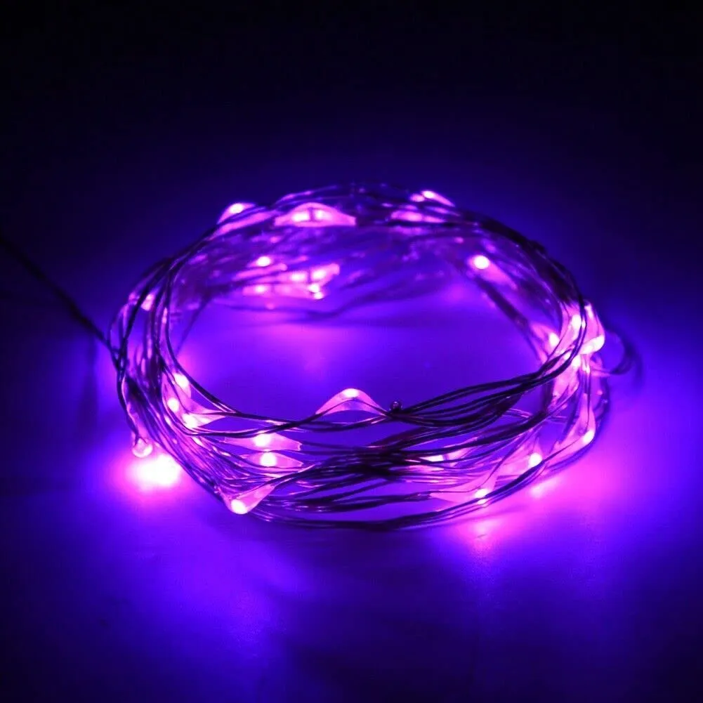 20 Battery Operated LED String Lights on Copper Wire Christmas Tree Lights (Purple)