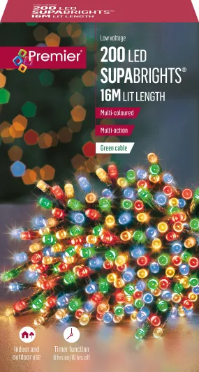 200 LED SupaBright 16m LIT Length - Multicoloured