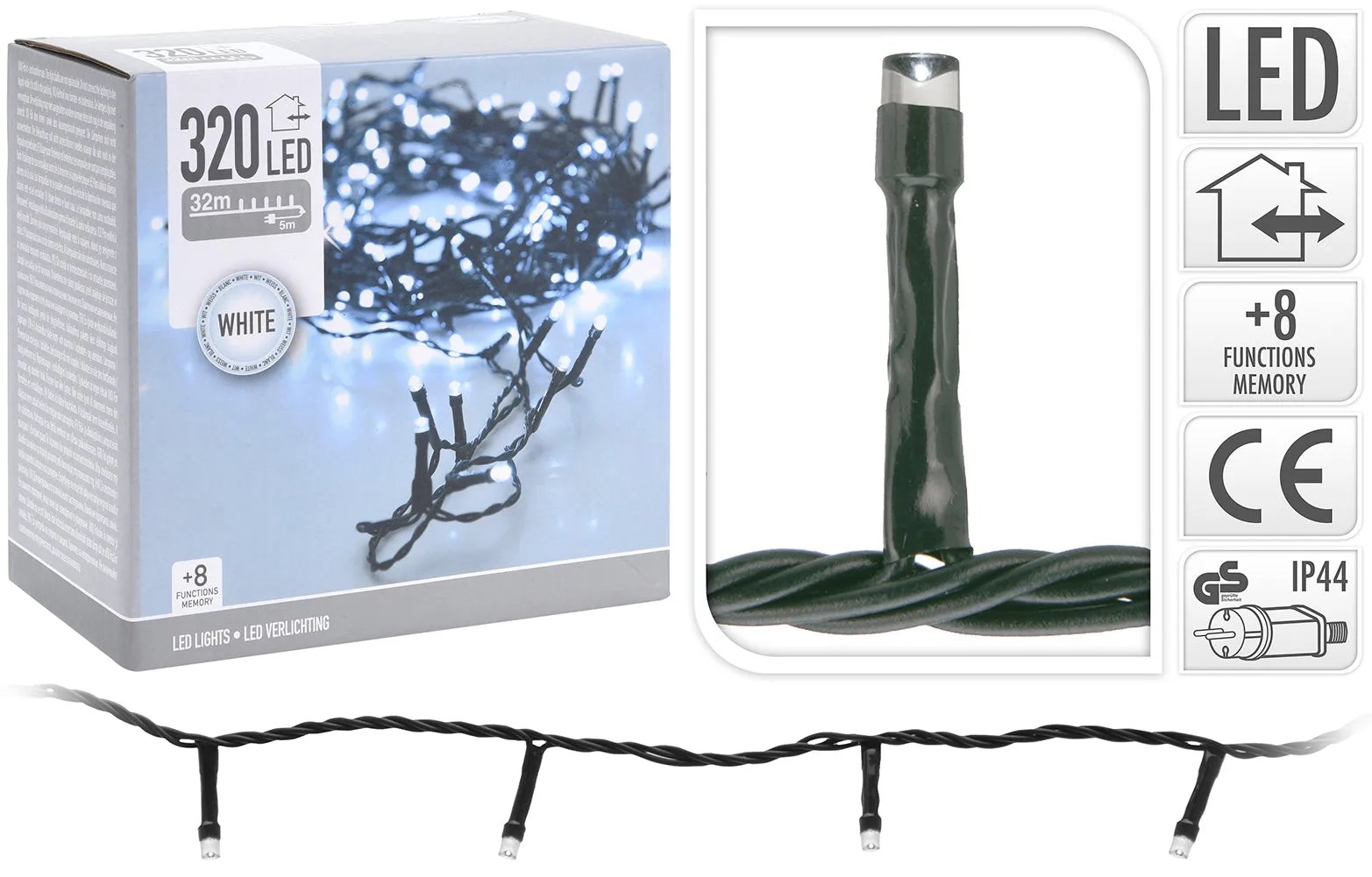 320 Ice White LED String Lights