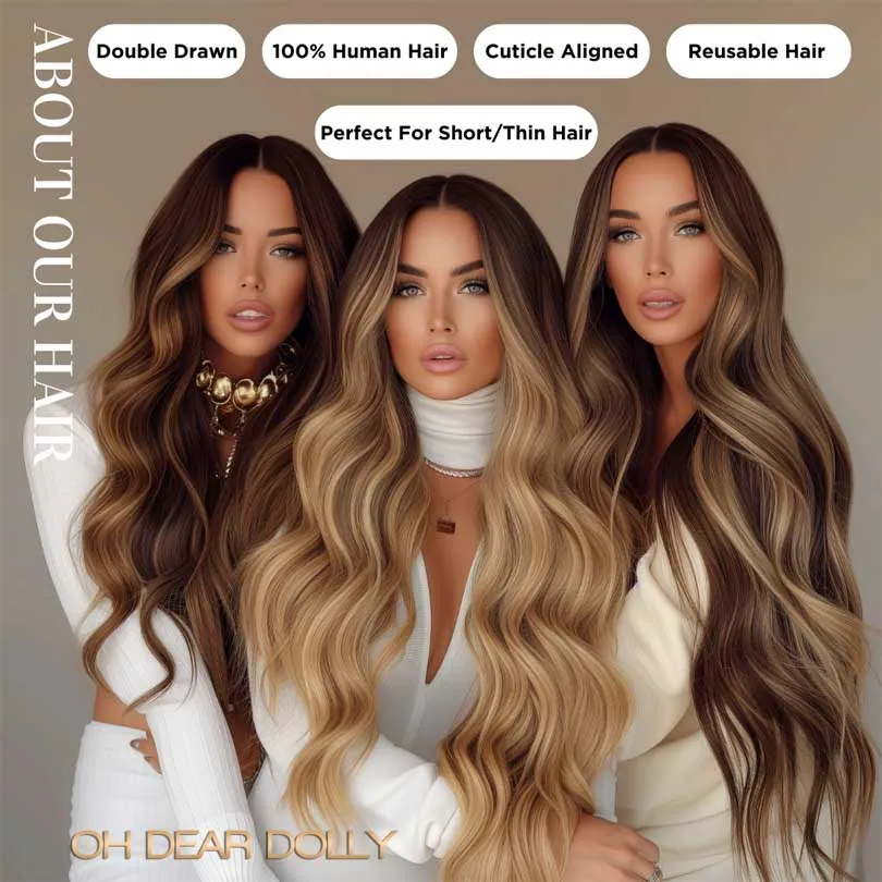 #4/27 Milan Highlighted｜Luxury Russian Remy Human Hair, Double Drawn, Tape Extensions