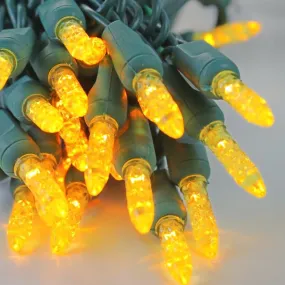 50-light  M5 Yellow LED Christmas Lights, 4" Spacing Green Wire