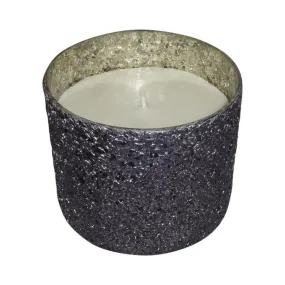 5" Crackled Glass Candle Holder with 26 oz Candle - Gray