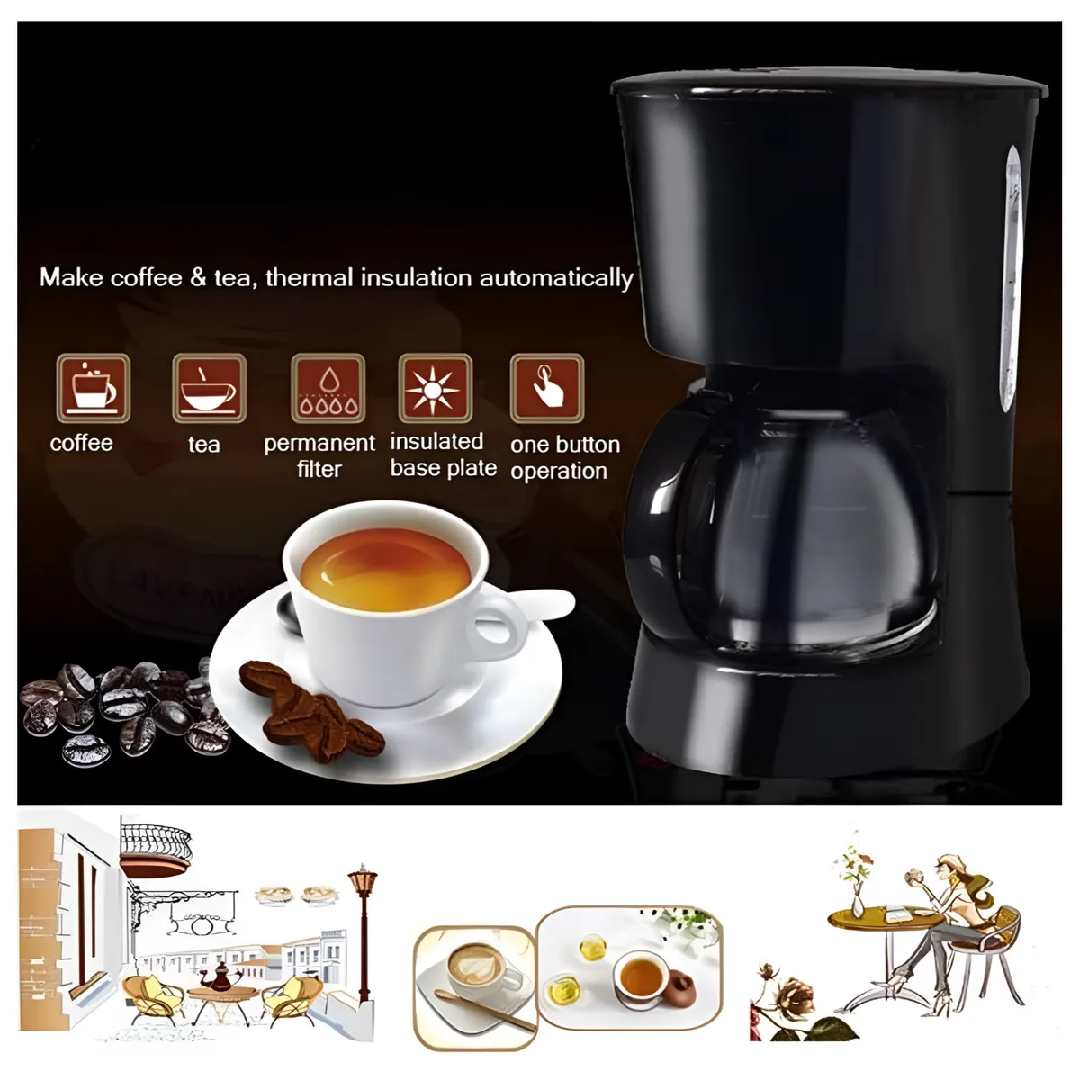 600Ml Multifunctional Household Electric Coffee Machine