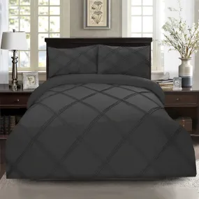 8 Pcs 3 Row Cross Pleated Duvet Set - Grey