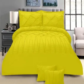 8 PC's Pintuck & Cross Pleated Duvet Set-Yellow