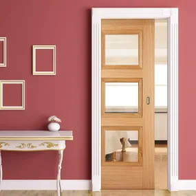 Amsterdam 3L Glazed Oak Single Evokit Pocket Door - Prefinished