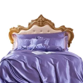 Anyhouz Beddings Light Purple AU Queen Size 3 Pcs High End Satin Smooth Duvet Cover Set Luxury Polyester Silky Soft Cozy Bedding Set