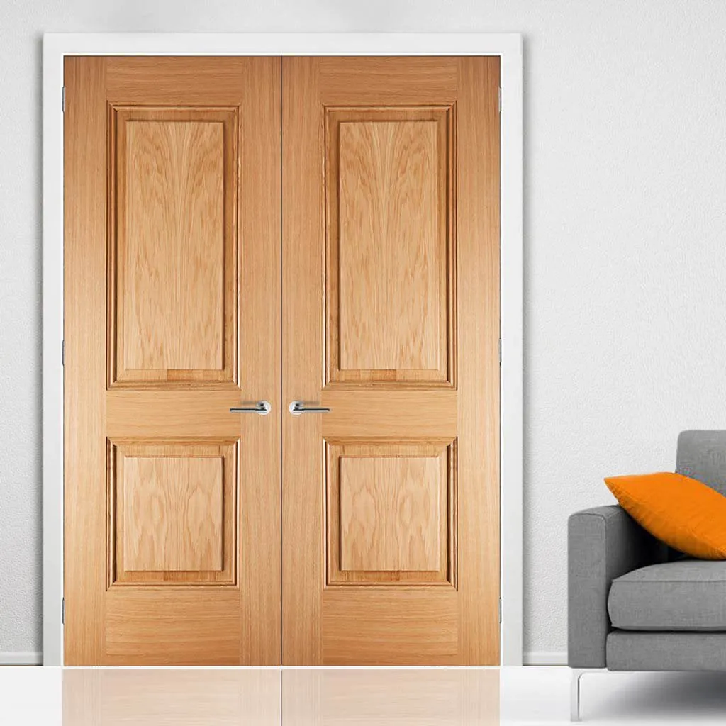 Arnhem 2 Panel Oak Fire Door Pair - 1/2 Hour Fire Rated - Prefinished