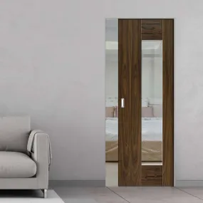 Axis Shaker Walnut Absolute Evokit Pocket Door - Clear Glass - Prefinished