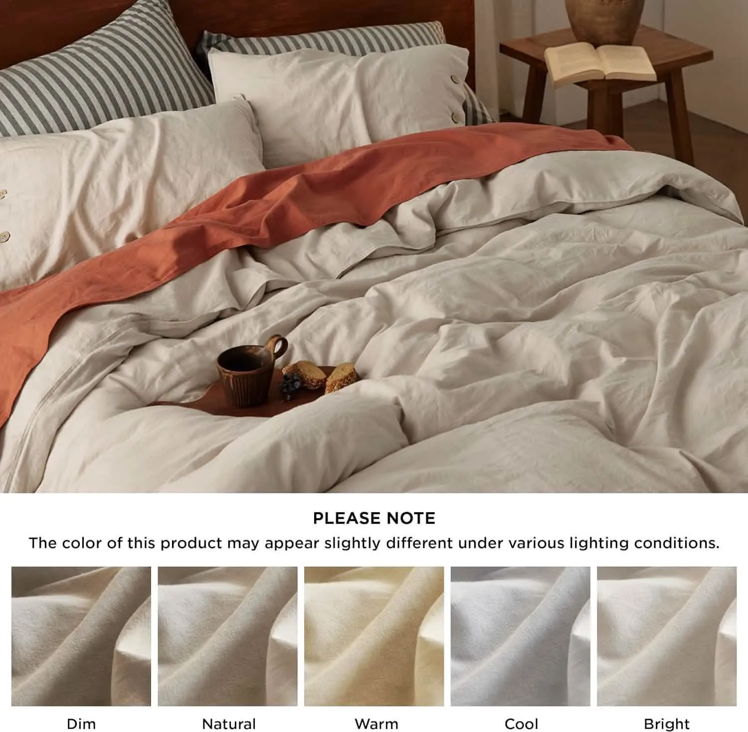 Bedsure Cotton Linen  Hybrid  Duvet Cover Set