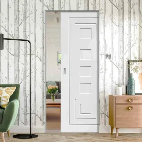 Bespoke Altino Flush Single Frameless Pocket Door - White Primed