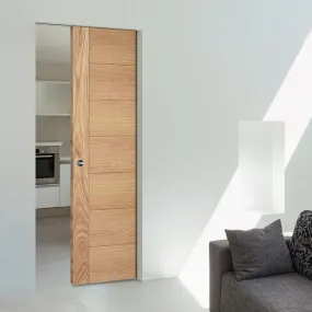 Bespoke Carini 7P Oak Flush Single Frameless Pocket Door - Prefinished