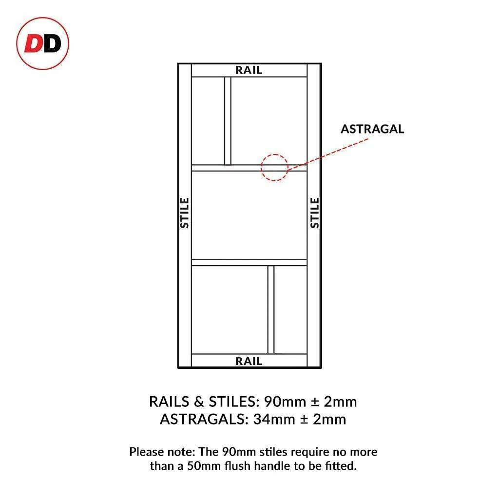 Bespoke Handmade Eco-Urban® Arran 5 Pane Double Absolute Evokit Pocket Door DD6432SG Frosted Glass - Colour Options