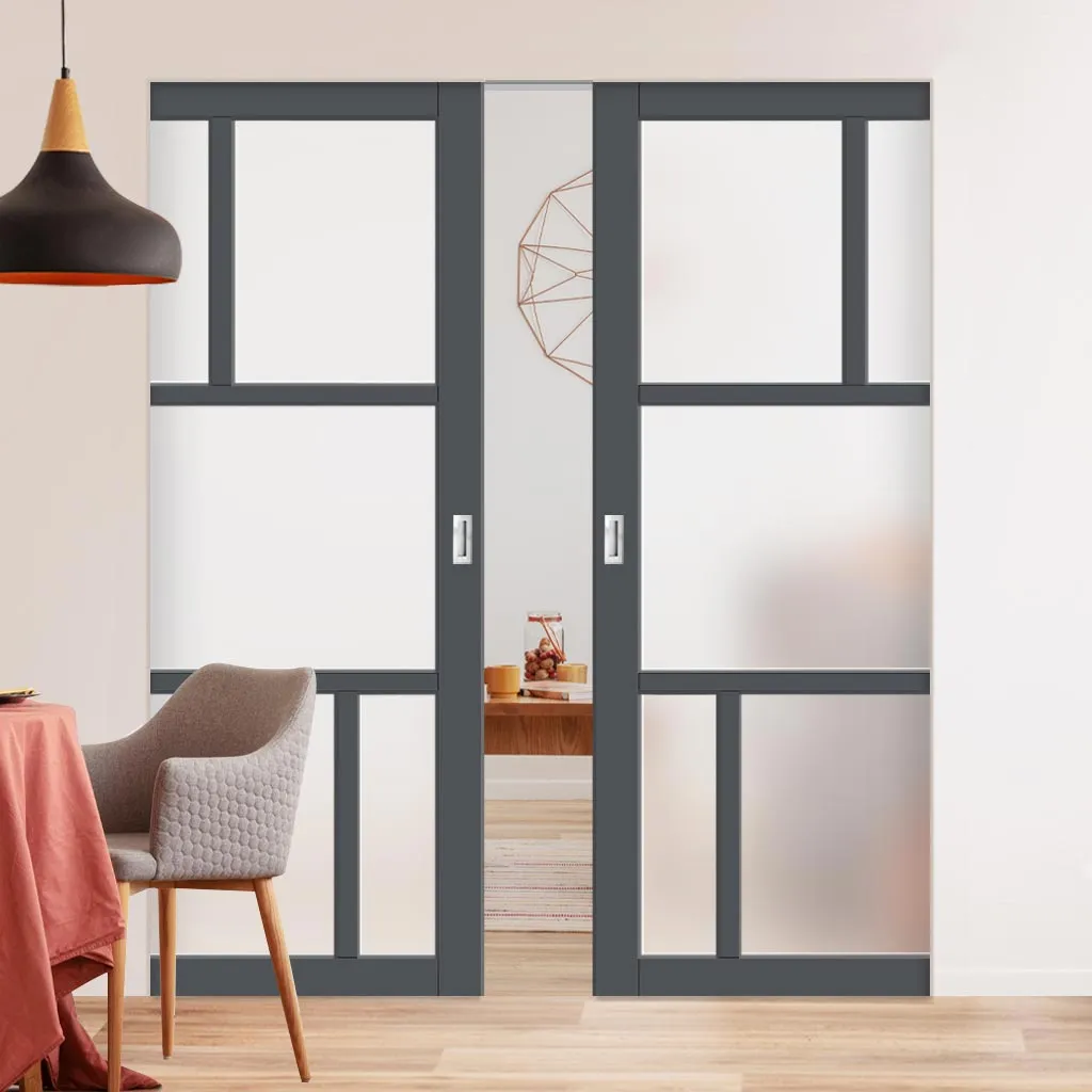 Bespoke Handmade Eco-Urban® Arran 5 Pane Double Absolute Evokit Pocket Door DD6432SG Frosted Glass - Colour Options