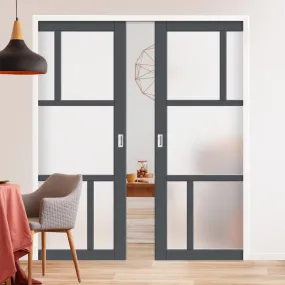 Bespoke Handmade Eco-Urban® Arran 5 Pane Double Evokit Pocket Door DD6432SG Frosted Glass - Colour Options