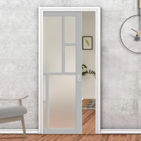 Bespoke Handmade Eco-Urban® Cairo 6 Pane Single Evokit Pocket Door DD6419SG Frosted Glass - Colour Options