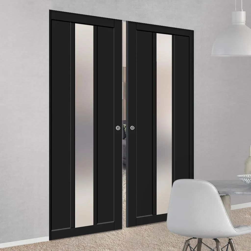 Bespoke Handmade Eco-Urban® Cornwall 1 Pane 2 Panel Double Absolute Evokit Pocket Door DD6404SG Frosted Glass - Colour Options