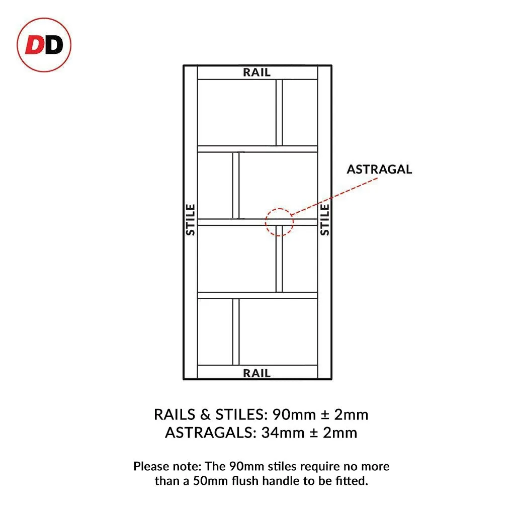 Bespoke Handmade Eco-Urban® Cusco 4 Pane 4 Panel Single Evokit Pocket Door DD6416SG Frosted Glass - Colour Options