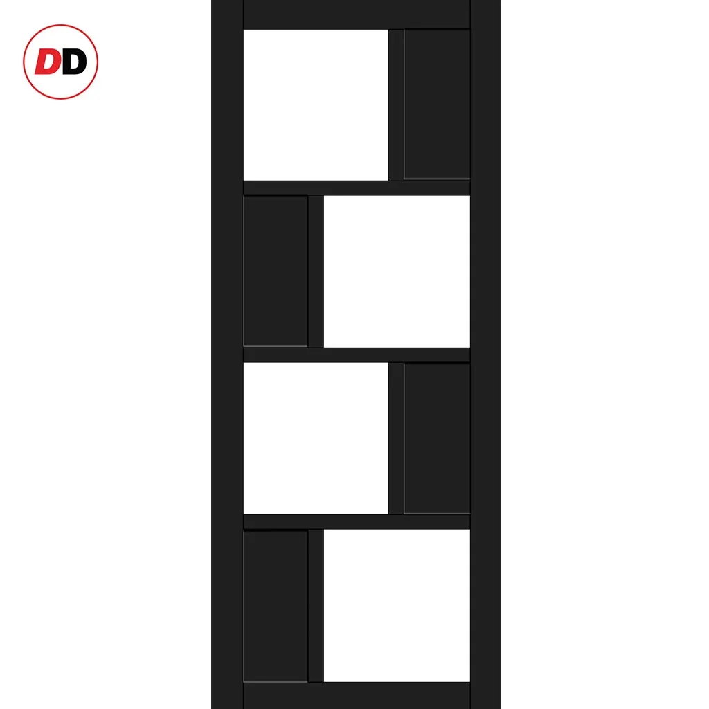 Bespoke Handmade Eco-Urban® Cusco 4 Pane 4 Panel Single Evokit Pocket Door DD6416SG Frosted Glass - Colour Options