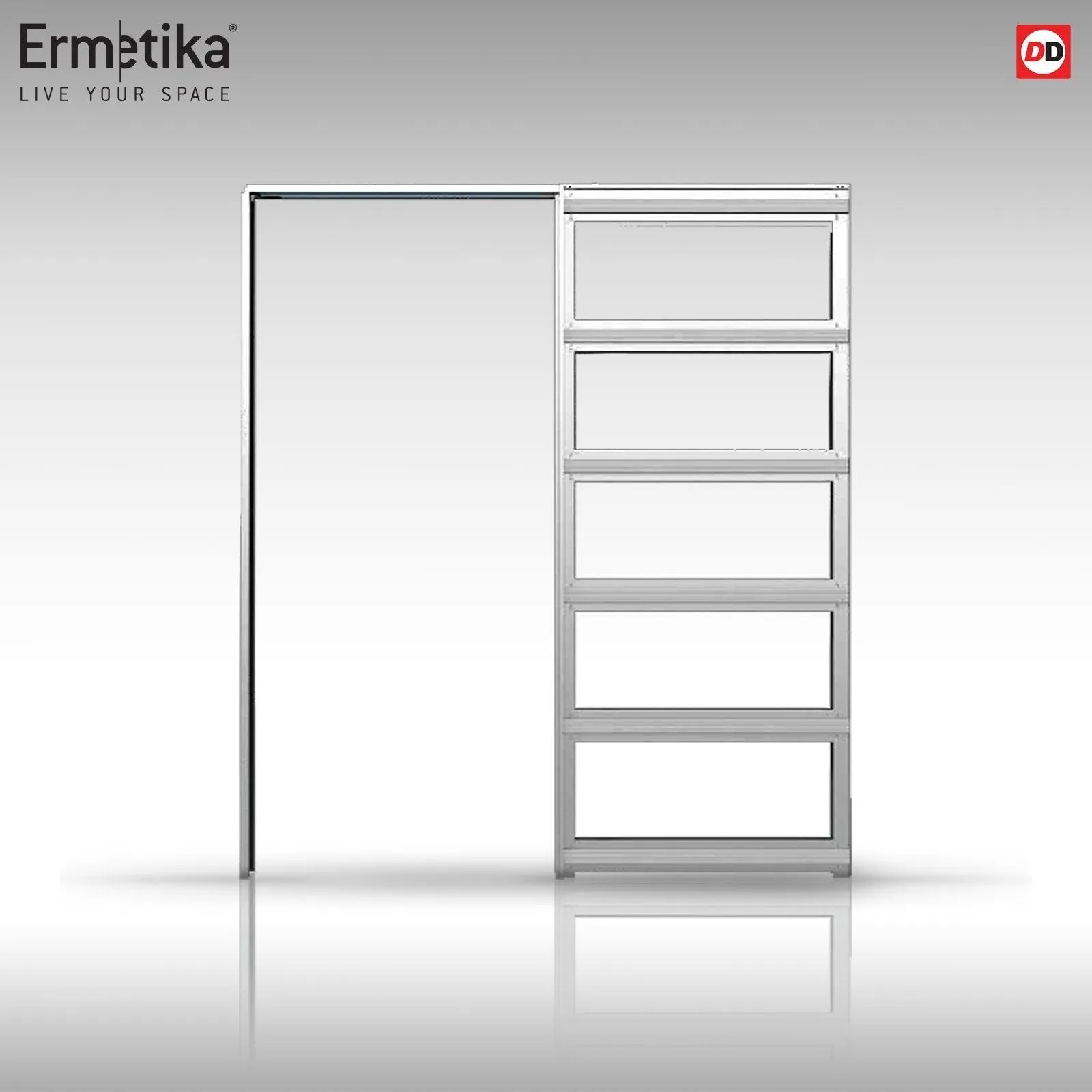 Bespoke Handmade Eco-Urban® Cusco 4 Pane 4 Panel Single Evokit Pocket Door DD6416SG Frosted Glass - Colour Options