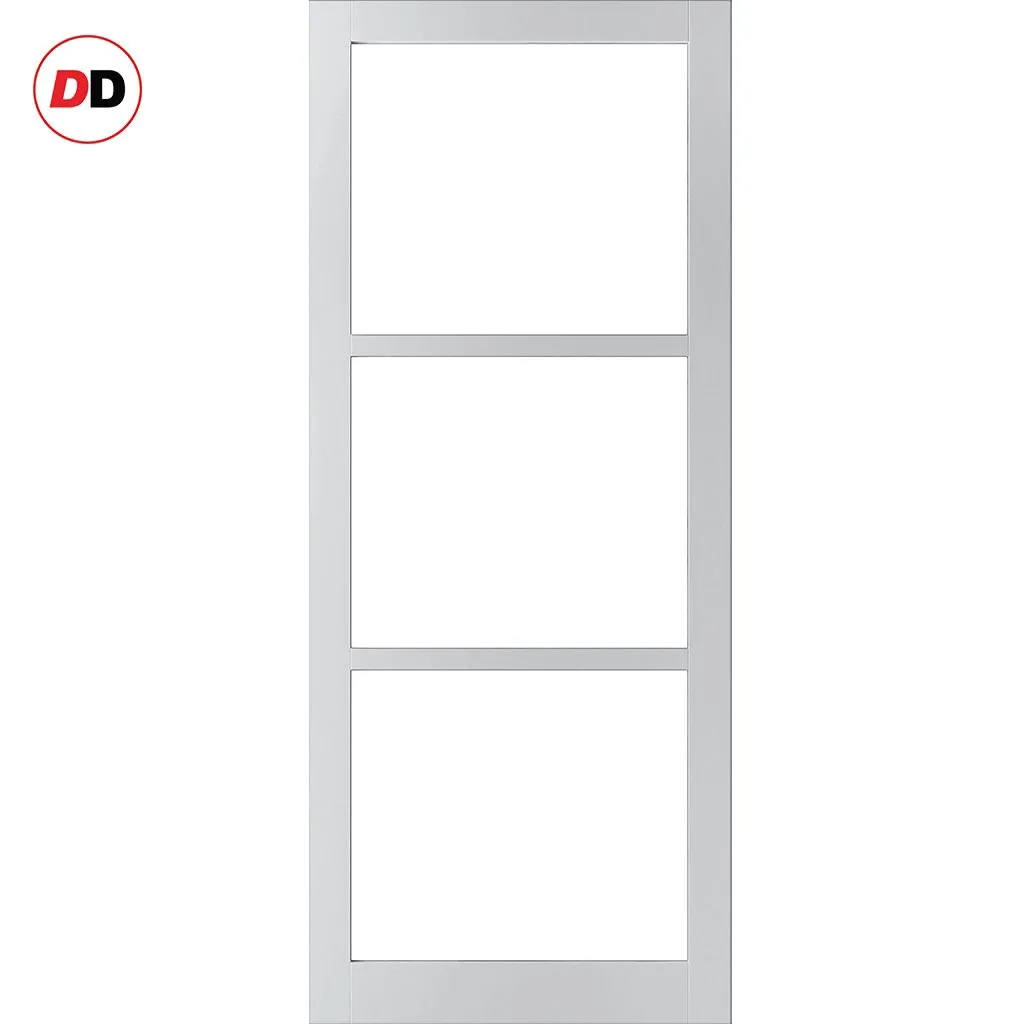 Bespoke Handmade Eco-Urban® Manchester 3 Pane Double Evokit Pocket Door DD6306SG - Frosted Glass - Colour Options