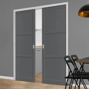 Bespoke Handmade Eco-Urban® Manchester 3 Panel Double Evokit Pocket Door DD6305 - Colour Options