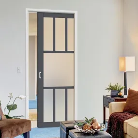 Bespoke Handmade Eco-Urban® Queensland 7 Pane Single Evokit Pocket Door DD6424SG Frosted Glass - Colour Options