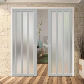 Bespoke Handmade Eco-Urban® Sintra 4 Pane Double Evokit Pocket Door DD6428SG Frosted Glass - Colour Options