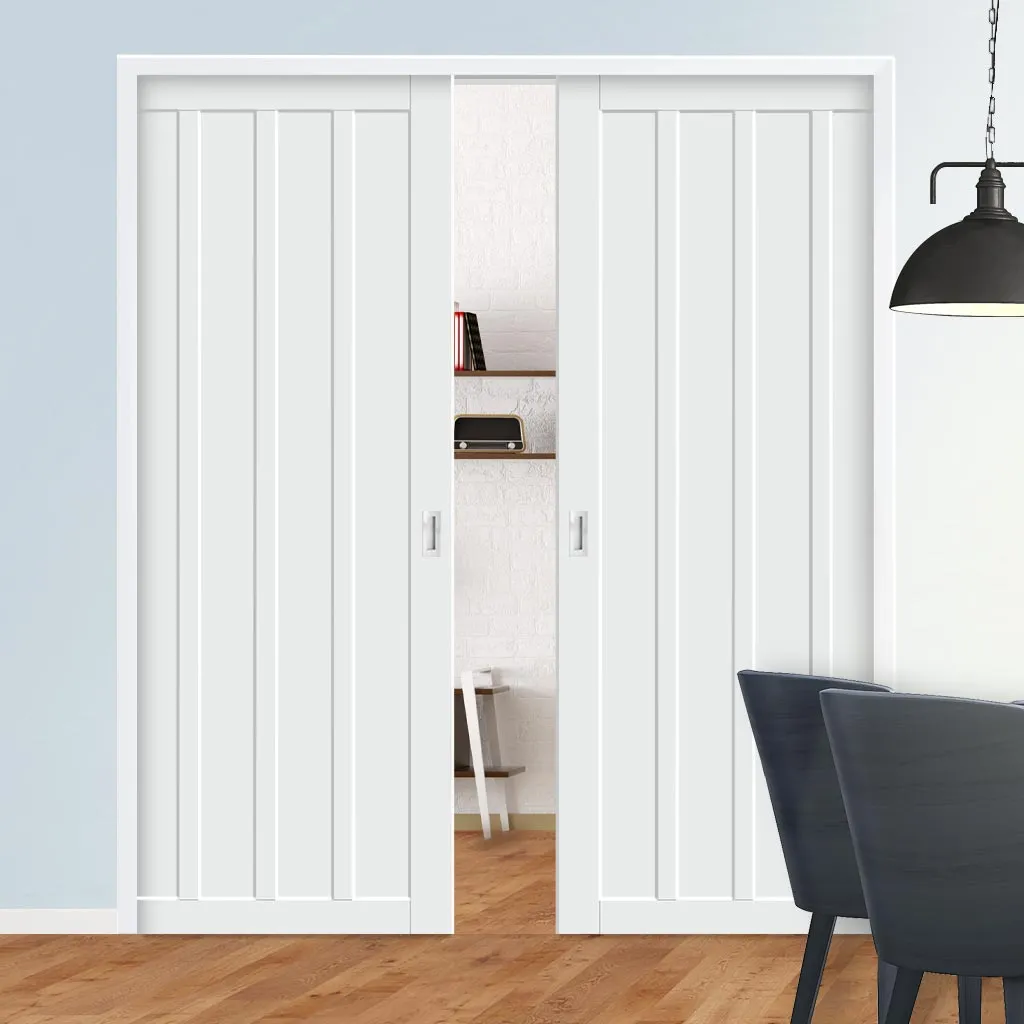 Bespoke Handmade Eco-Urban® Sintra 4 Panel Double Evokit Pocket Door DD6428 - Colour Options