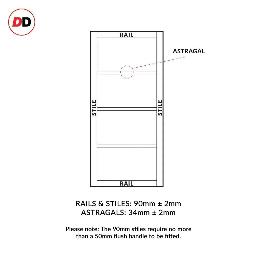 Bespoke Handmade Eco-Urban® Staten 3 Pane 1 Panel Single Absolute Evokit Pocket Door DD6310SG - Frosted Glass - Colour Options