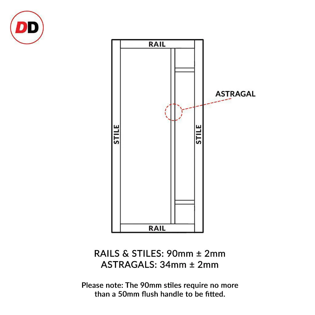 Bespoke Handmade Eco-Urban® Suburban 4 Pane Double Evokit Pocket Door DD6411SG Frosted Glass - Colour Options