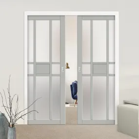 Bespoke Handmade Eco-Urban® Tromso 8 Pane 1 Panel Double Evokit Pocket Door DD6402SG Frosted Glass - Colour Options