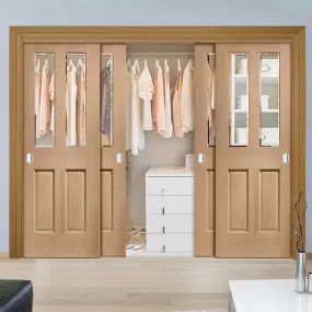 Bespoke Malton Oak Glazed 4 Door Maximal Wardrobe and Frame Kit