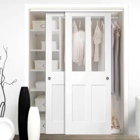 Bespoke Malton Shaker Glazed 2 Door Maximal Wardrobe and Frame Kit - White Primed - White Primed