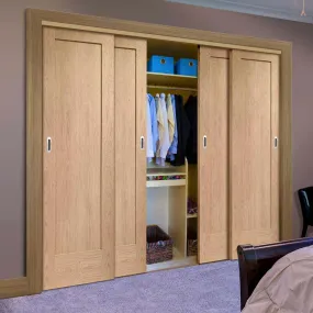 Bespoke P10 Oak 1 Panel 4 Door Maximal Wardrobe and Frame Kit