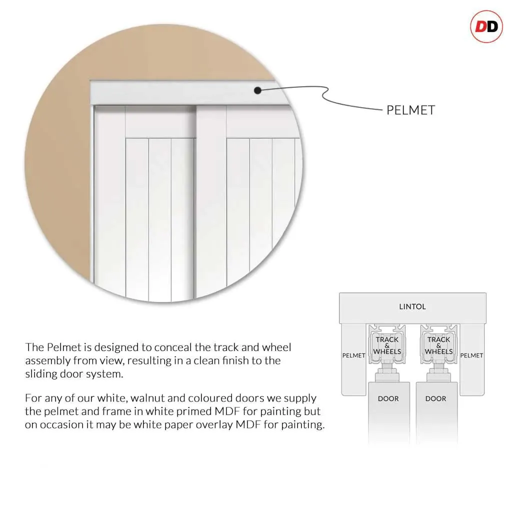 Bespoke Pass-Easi Carini 7 Panel Oak Flush Door - 2 Sliding Doors and Frame Kit - Prefinished