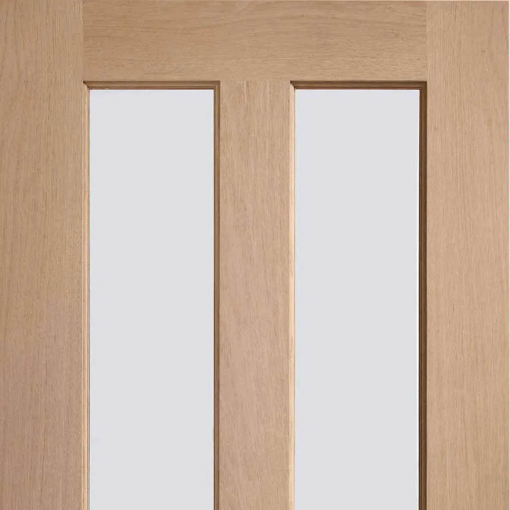 Bespoke Pass-Easi Malton Oak Glazed - 4 Sliding Doors and Frame Kit