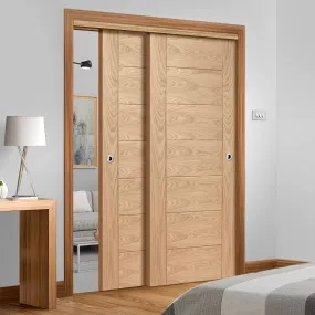 Bespoke Pass-Easi Palermo Oak - 2 Sliding Doors and Frame Kit - Prefinished