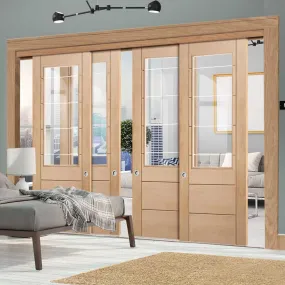 Bespoke Pass-Easi Palermo Oak 2XG Glazed - 4 Sliding Doors and Frame Kit