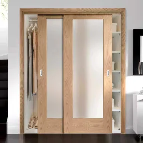 Bespoke Pattern 10 1 Pane Oak Glazed 2 Door Maximal Wardrobe and Frame Kit - Prefinished