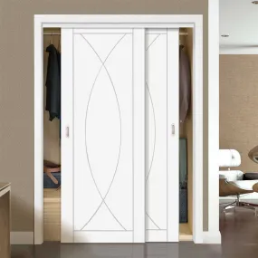 Bespoke Pesaro Flush 2 Door Maximal Wardrobe and Frame Kit - White Primed - White Primed