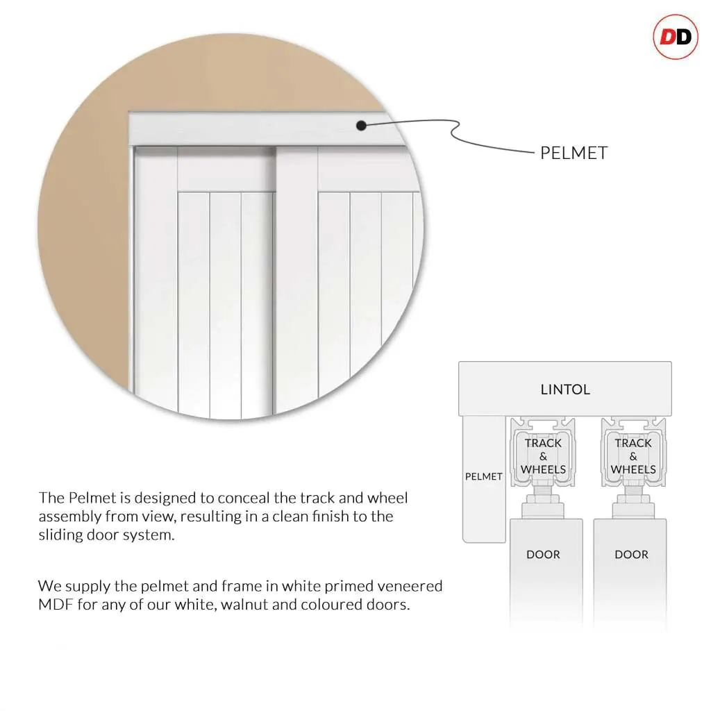 Bespoke Pesaro Glazed 3 Door Maximal Wardrobe and Frame Kit - White Primed