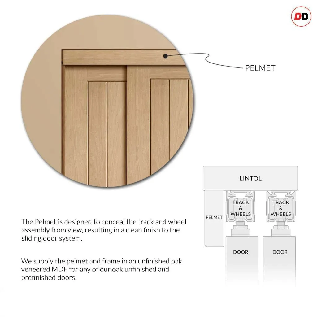 Bespoke Pesaro Oak Flush 2 Door Maximal Wardrobe and Frame Kit - Prefinished