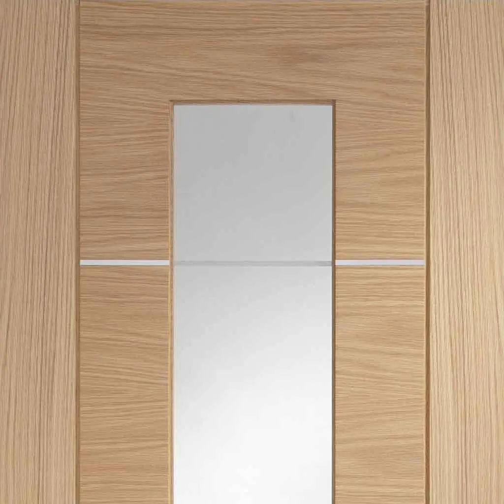 Bespoke Portici Oak Glazed 4 Door Maximal Wardrobe and Frame Kit - Aluminium Inlay - Prefinished