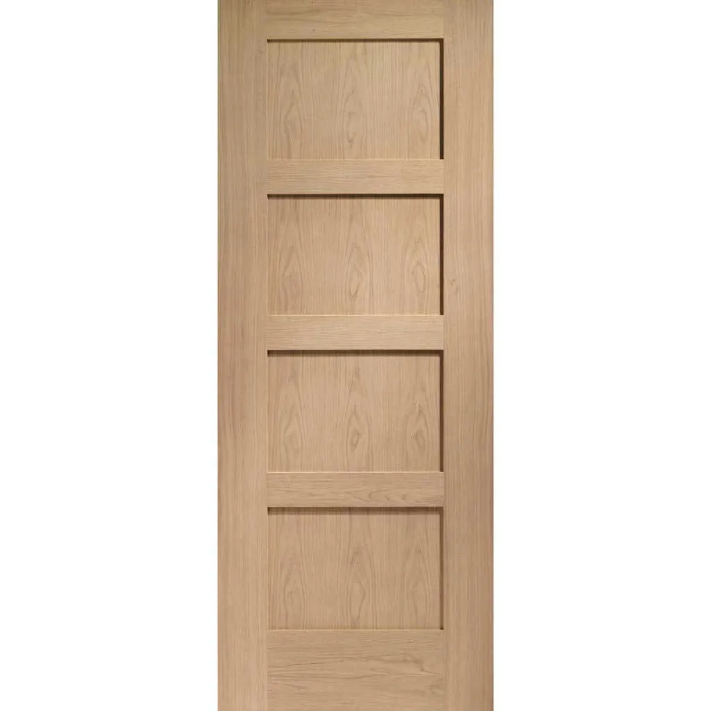 Bespoke Shaker Oak 4 Panel Single Frameless Pocket Door