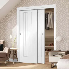 Bespoke Suffolk Flush 2 Door Maximal Wardrobe and Frame Kit - White Primed - White Primed