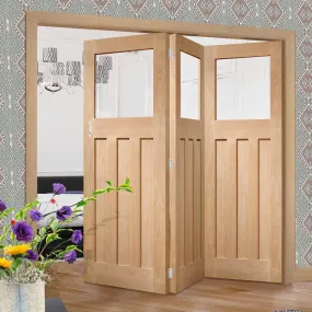 Bespoke Thrufold DX Oak 1930's Style Glazed Folding 3 0 Door