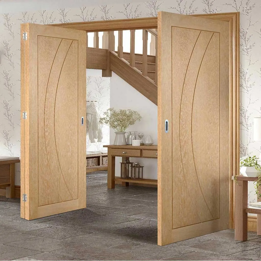 Bespoke Thrufold Salerno Oak Flush Folding 2 1 Door - Prefinished