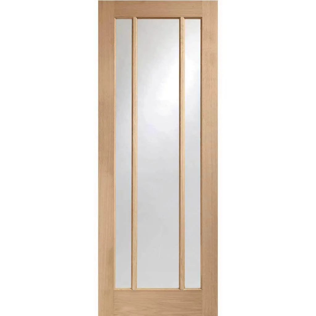 Bespoke Worcester Oak 3L Glazed Single Frameless Pocket Door