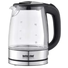 Better Chef 1100W 7-Cup Cordless Electric Borosilicate Glass Kettle with Stainless Steel Accents by Jupiter Gear Home